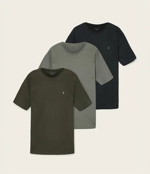 שלישיית חולצות טי שחורה, אפורה וירוקה מבית CHOZEN אופנה לגברים