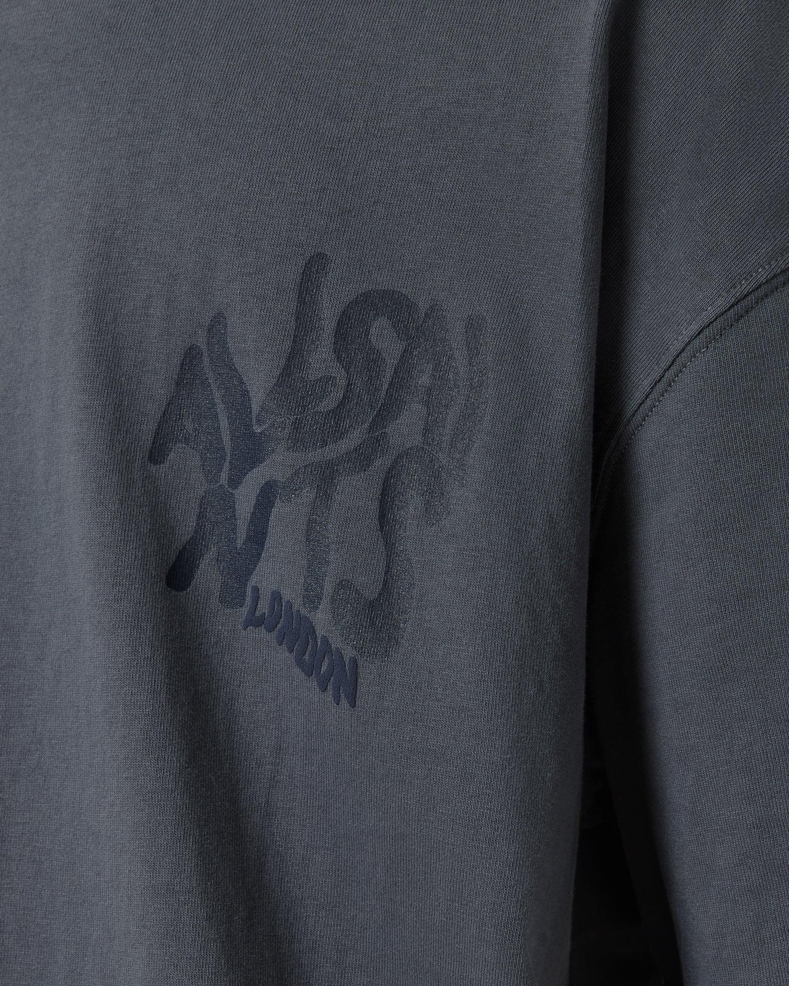 חולצת ALLSAINTS לונדון בצבע אפור כהה, פרינט לוגו על בד כותנה, קולקציית מותגים ב-CHOZEN