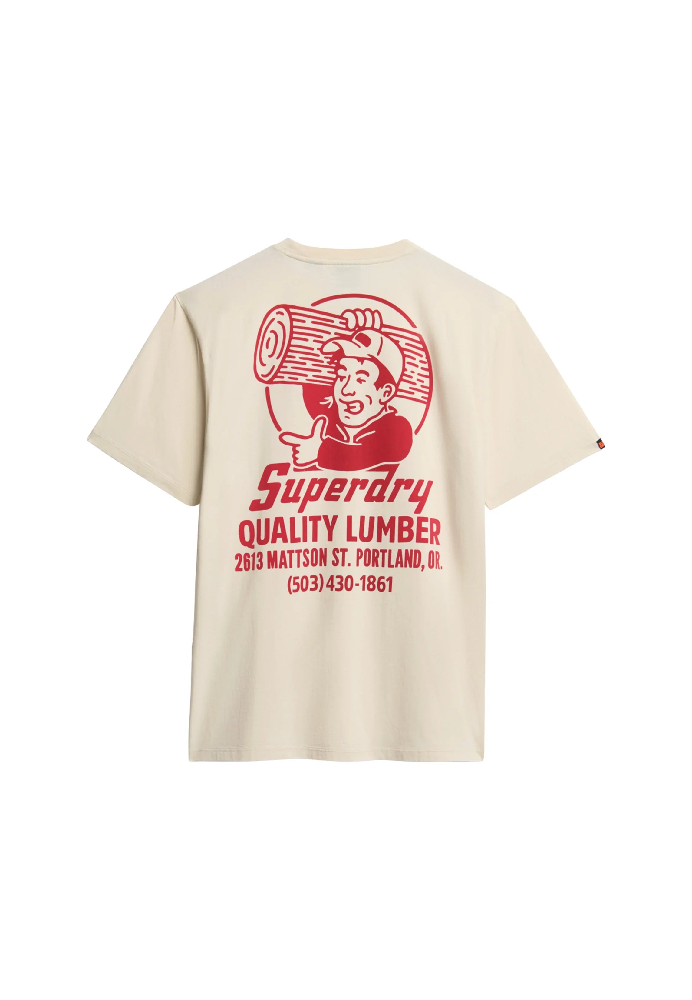 חולצת טי שירט לבנה Superdry עם הדפס אדם ולוגו אדום, קולקציית מותגים ב-CHOZEN