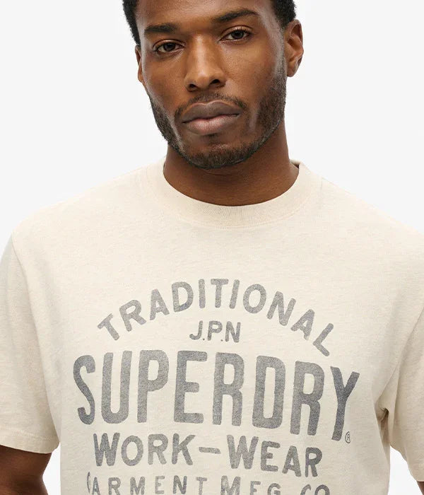 גבר עם חולצת טי Superdry בהירה, מותג מוביל ב-CHOZEN קבוצת אלפא