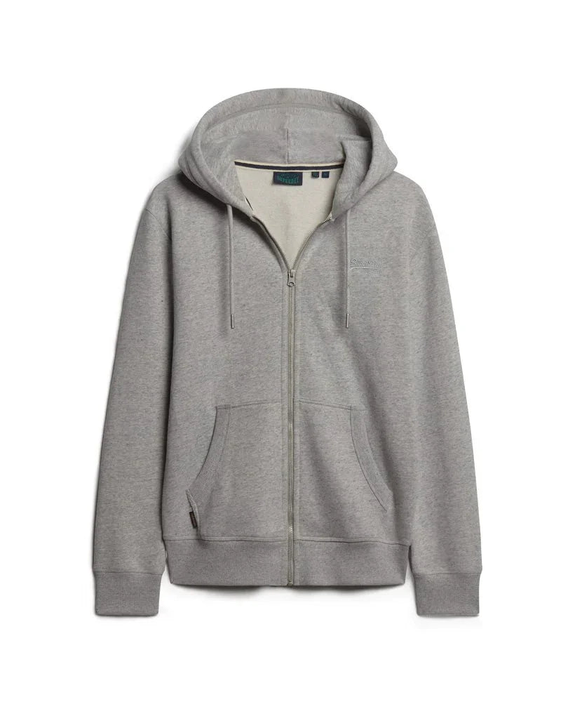 סווטשירט קפוצ'ון אפור עם רוכסן מלא וכיסים, מותג אופנה CHOZEN