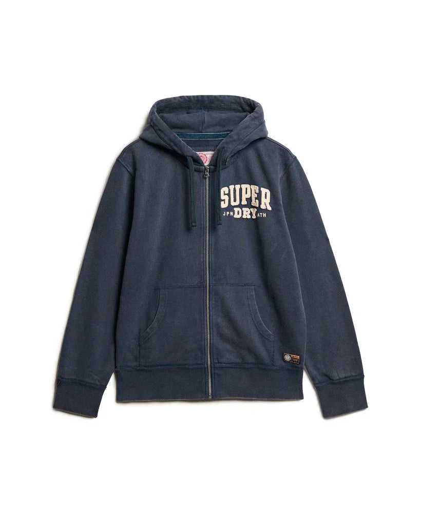קפוצ'ון סופרדריי כחול כהה לגברים עם ריצ’רץ’, לוגו SUPERDRY, מהמותגים המובילים ב-CHOZEN
