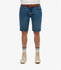 SUPERDRY מכנסי ג'ינס קצרים כחולים בגזרה צמודה - CHOZEN — תמונה 6 מתוך 6