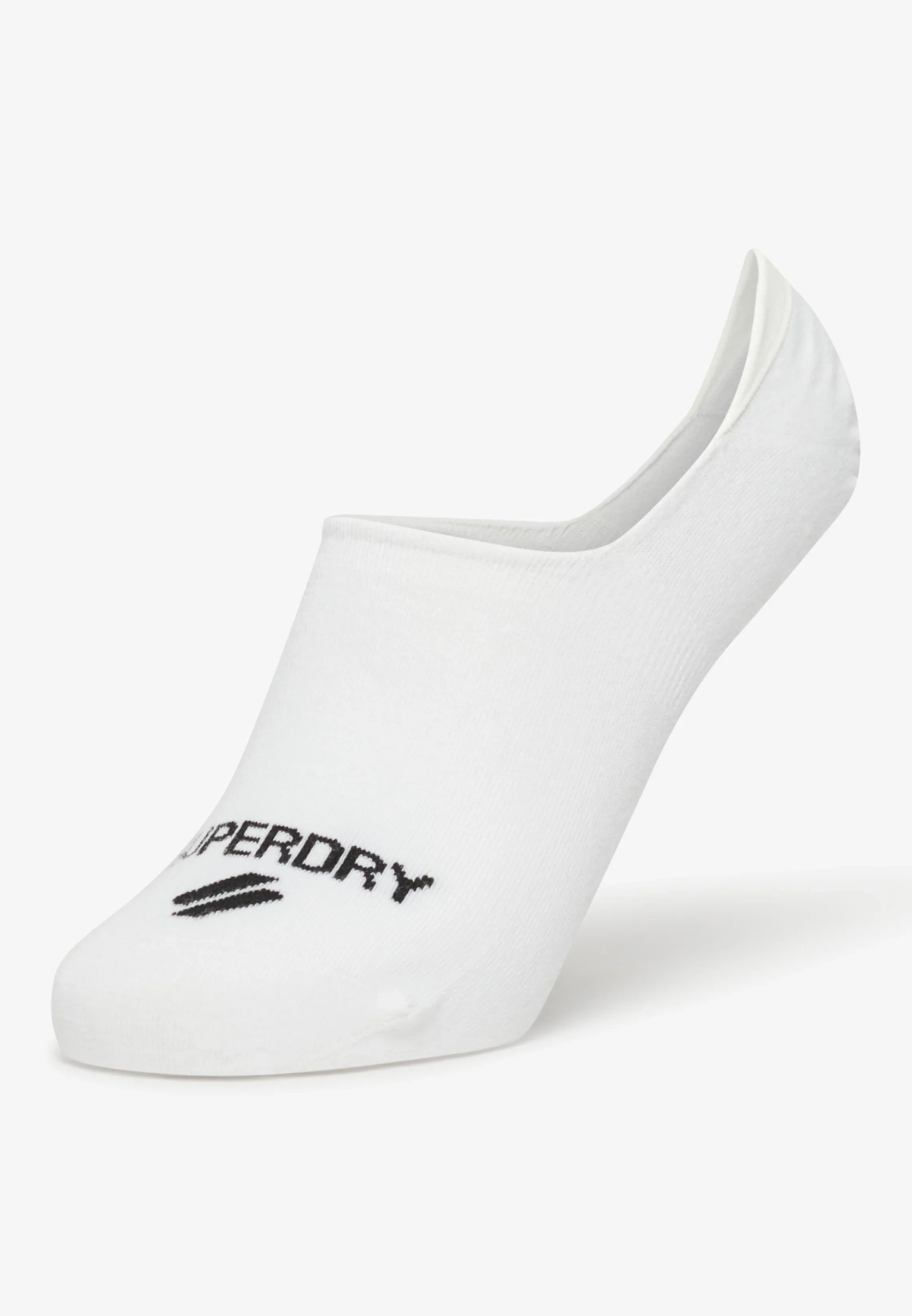 גרב לבן קצר SUPERDRY ממותג, רקום בלוגו שחור, על רקע לבן, CHOZEN אלפא מותגים