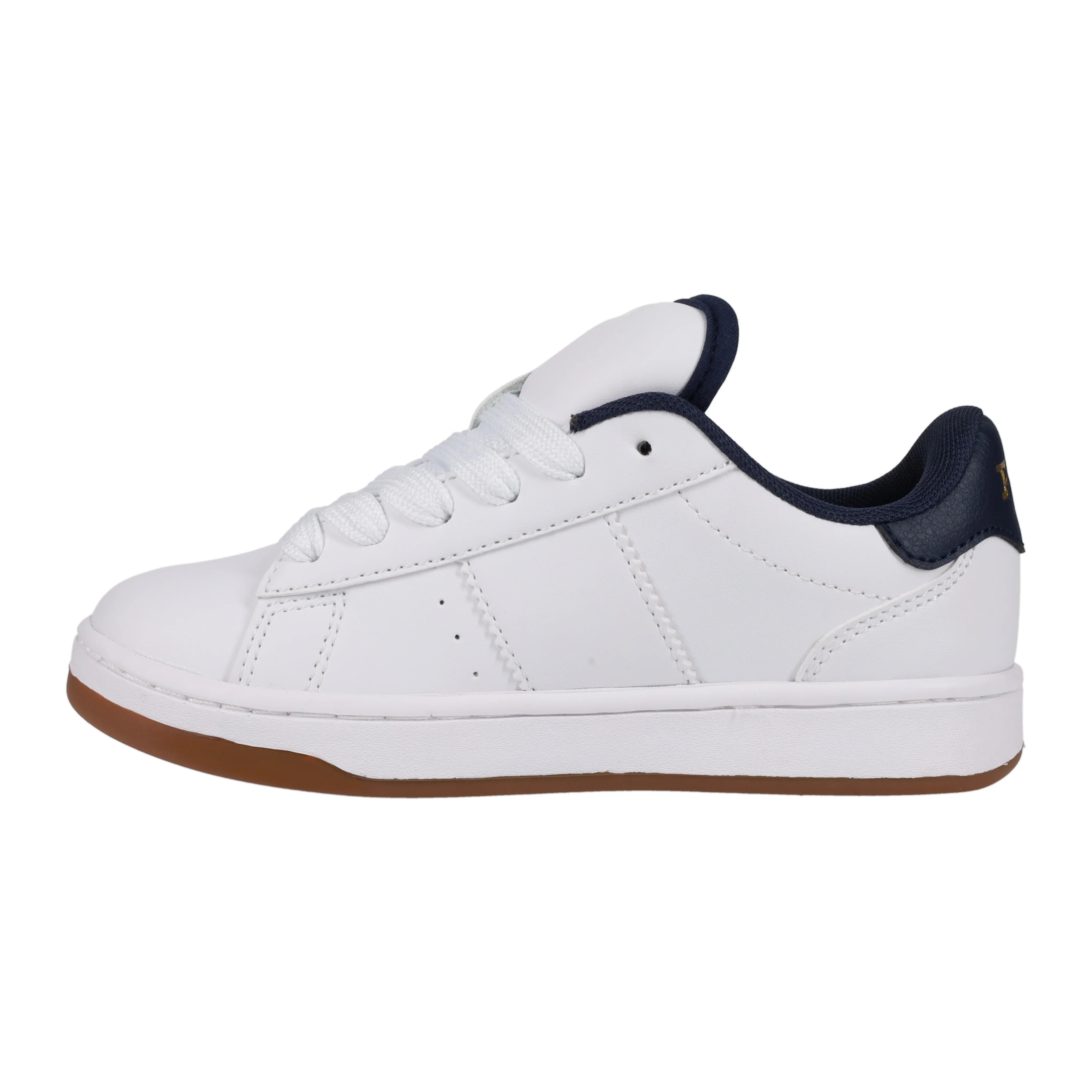 סניקרס לבנות עם סוליה חומה וגימור כחול כהה, אופנת ילדים מבית CHOZEN