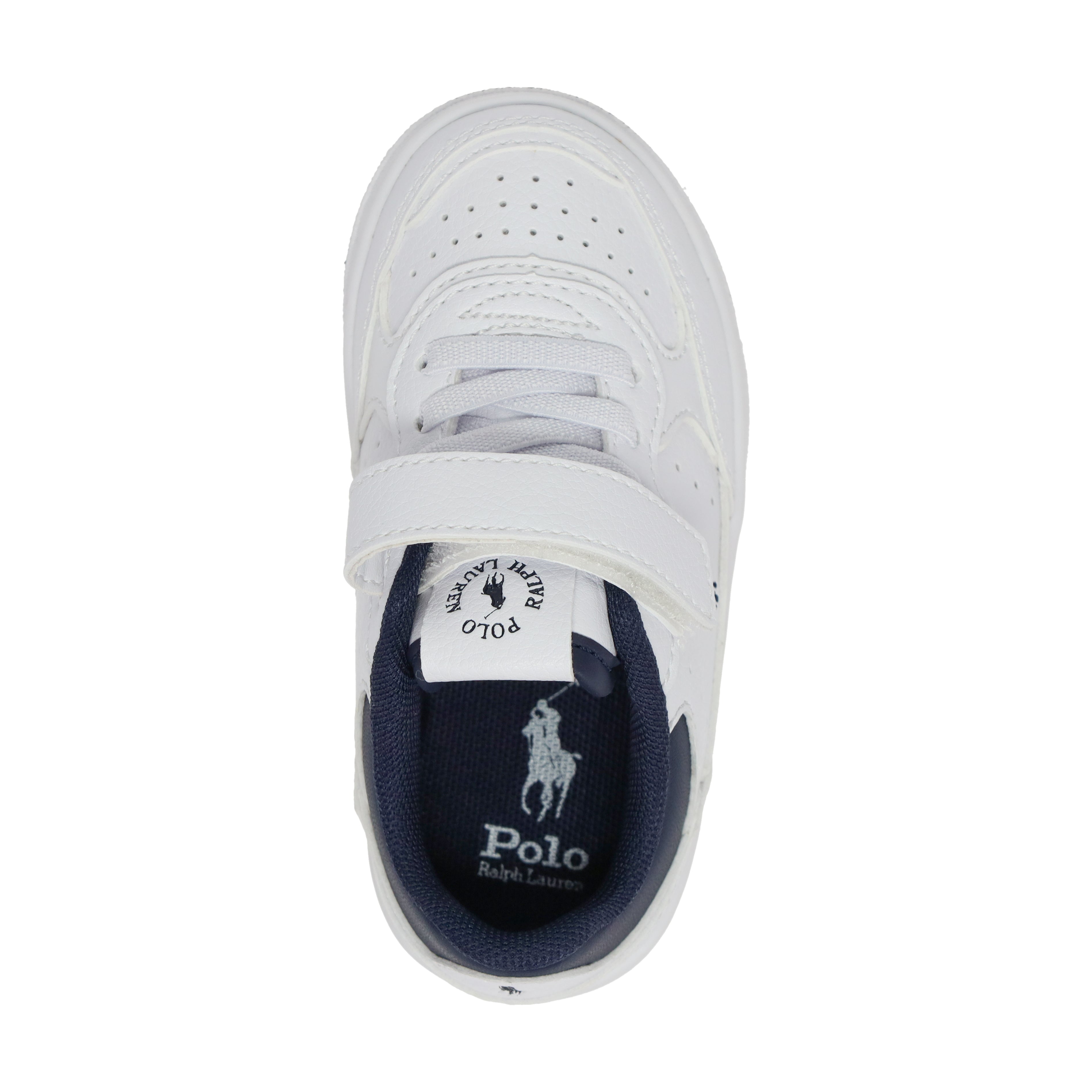 נעל ספורט לבנה לילדים עם סקוץ', לוגו Polo Ralph Lauren, מבט עליון