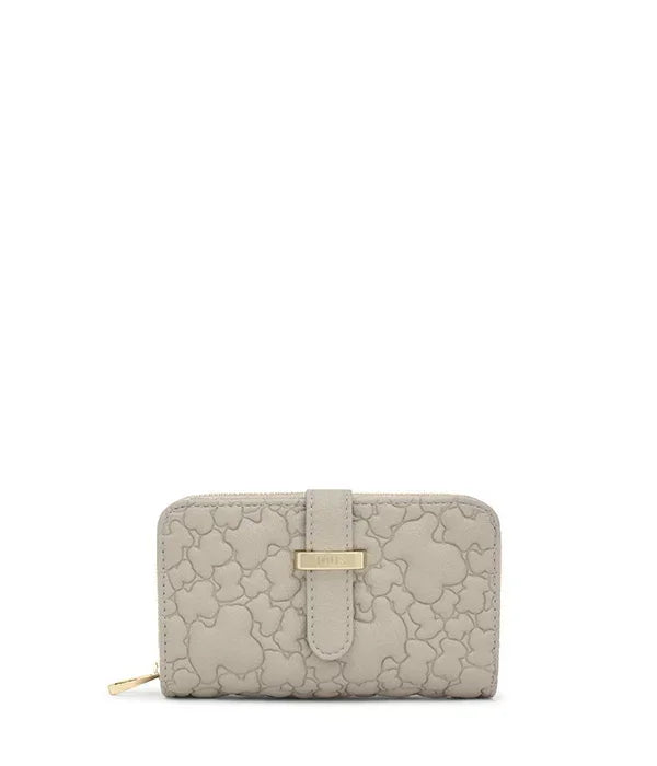 ארנק נשים מעוצב בצבע בז' עם תבליט פרחים, מבית מותג יוקרתי של קבוצת אלפא