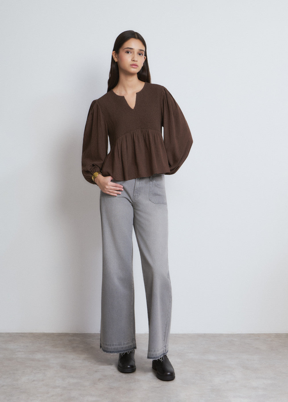 בראוני חולצה ארוכה לנשים