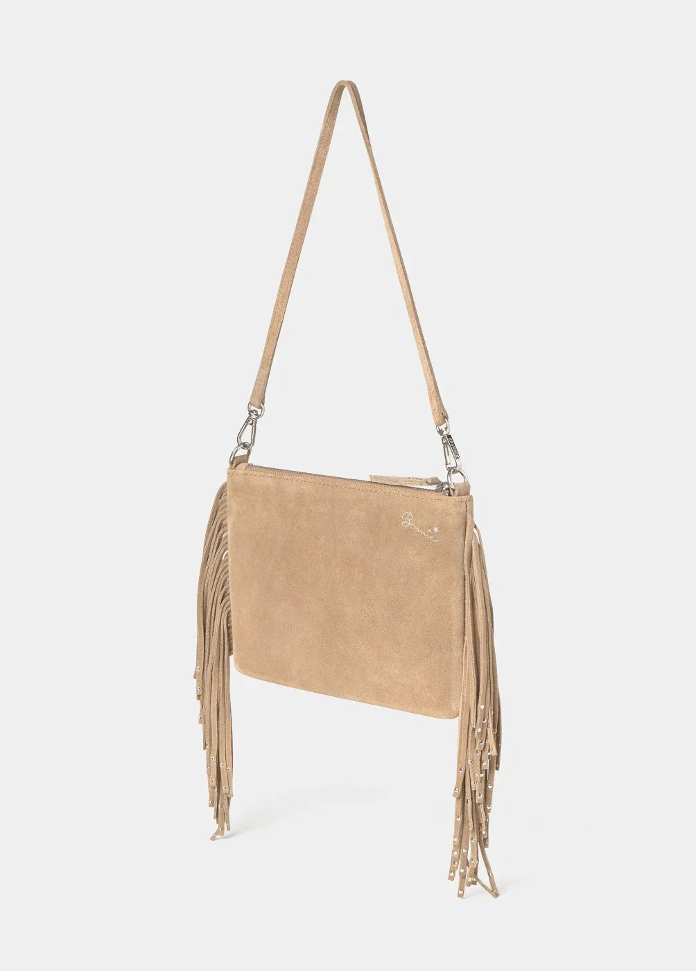 תיק צד בז' זמש עם גדילים, עיצוב אופנתי לנשים, מבית CHOZEN קבוצת אלפא