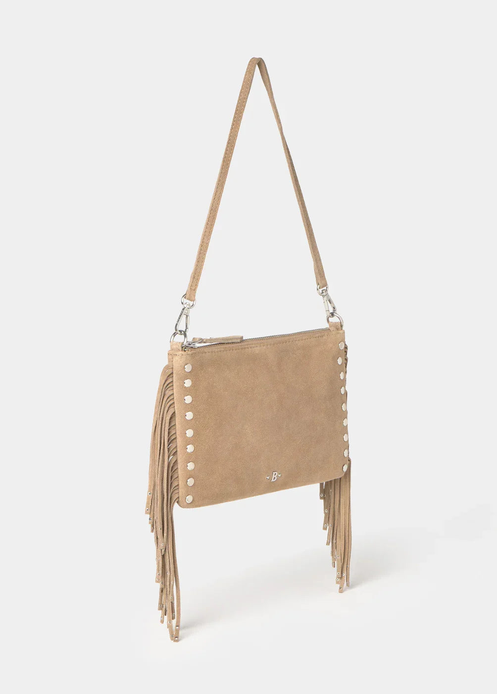 תיק נשים בז' עם ניטים ופרנזים, אופנתי מ-CHOZEN, מבית קבוצת אלפא