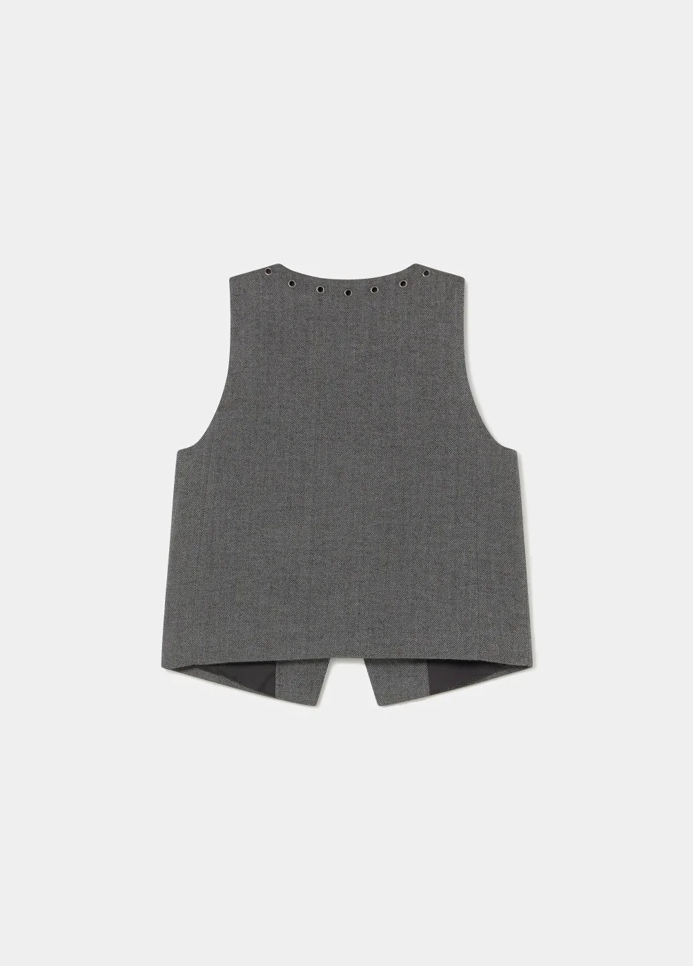 אפוד גברים אפור קלאסי עם חורים דקורטיביים בגב, בגדי אופנה אלגנטיים