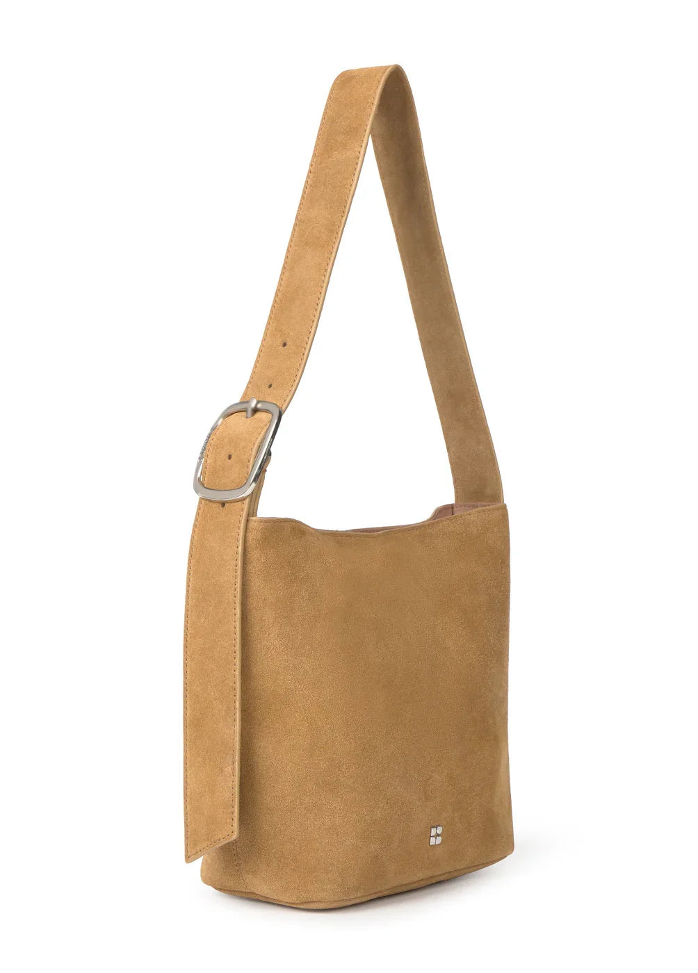 תיק כתף מעור זמש חום בהיר, אבזם מתכת, עיצוב אופנתי, נבחר על ידי CHOZEN