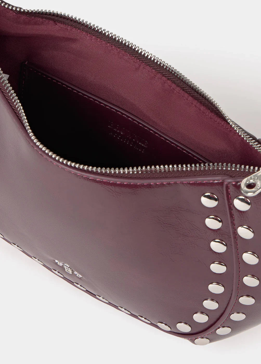 תיק עור בורדו עם רוכסן וקישוט ניטים, עיצוב יוקרתי HOMEPAGE CHOZEN