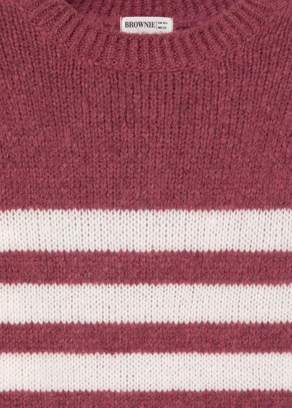 סוודר סרוג בורדו פסים לבנים של BROWNIE, אופנה לנשים ב-CHOZEN
