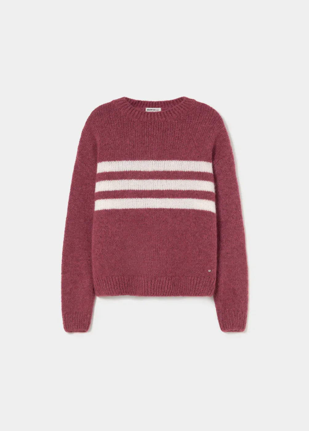 סוודר בורדו עם שלושה פסים לבנים, אופנה חורפית CHOZEN קבוצת אלפא