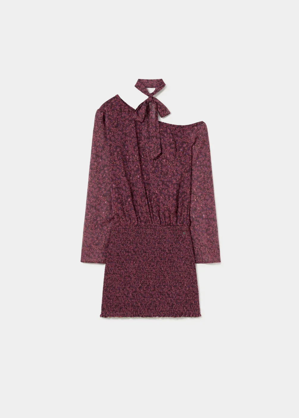 שמלה סגולה עם שרוולים ארוכים וקולר תואם, אופנה נשית CHOZEN