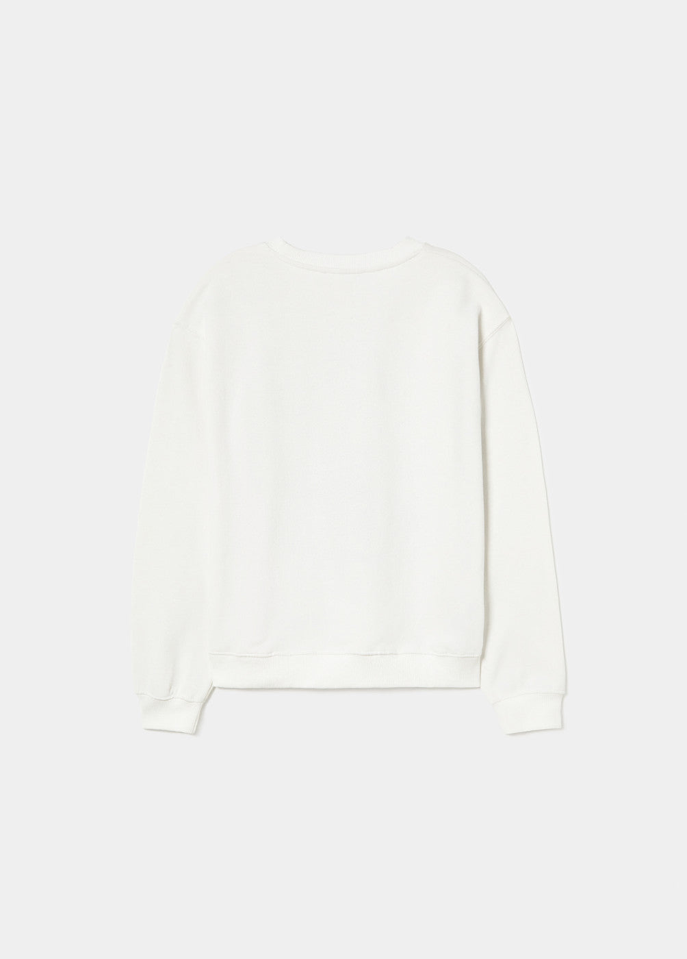 סווטשירט לבן חלק עם שרוולים ארוכים, מבט מאחור, אופנת גברים