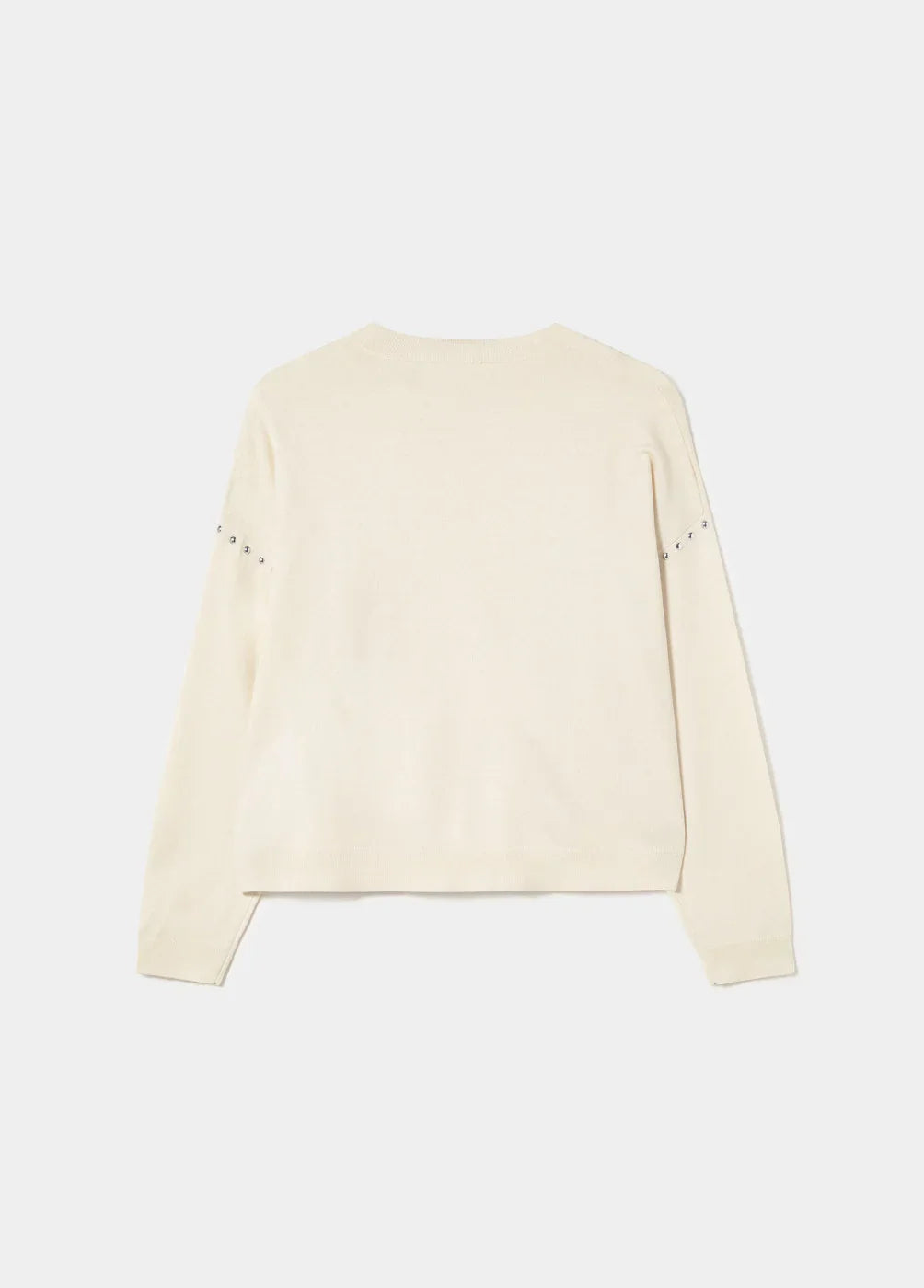 סוודר נשים קרם עם ניטים בשרוולים, אופנה יוקרתית CHOZEN קבוצת אלפא