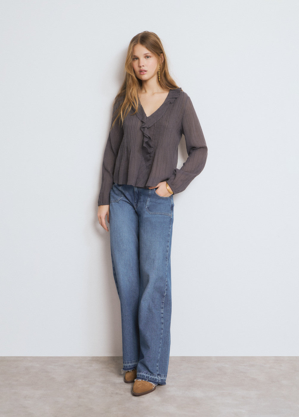 בראוני חולצה ארוכה לנשים