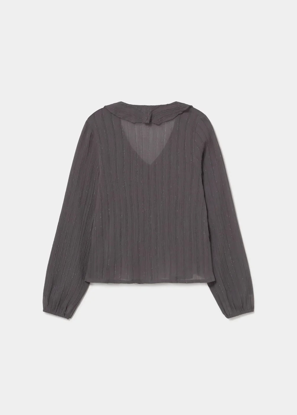 חולצה ארוכה מבד שקוף בצבע אפור עם דוגמה פסים עדינה, אופנת נשים CHOZEN