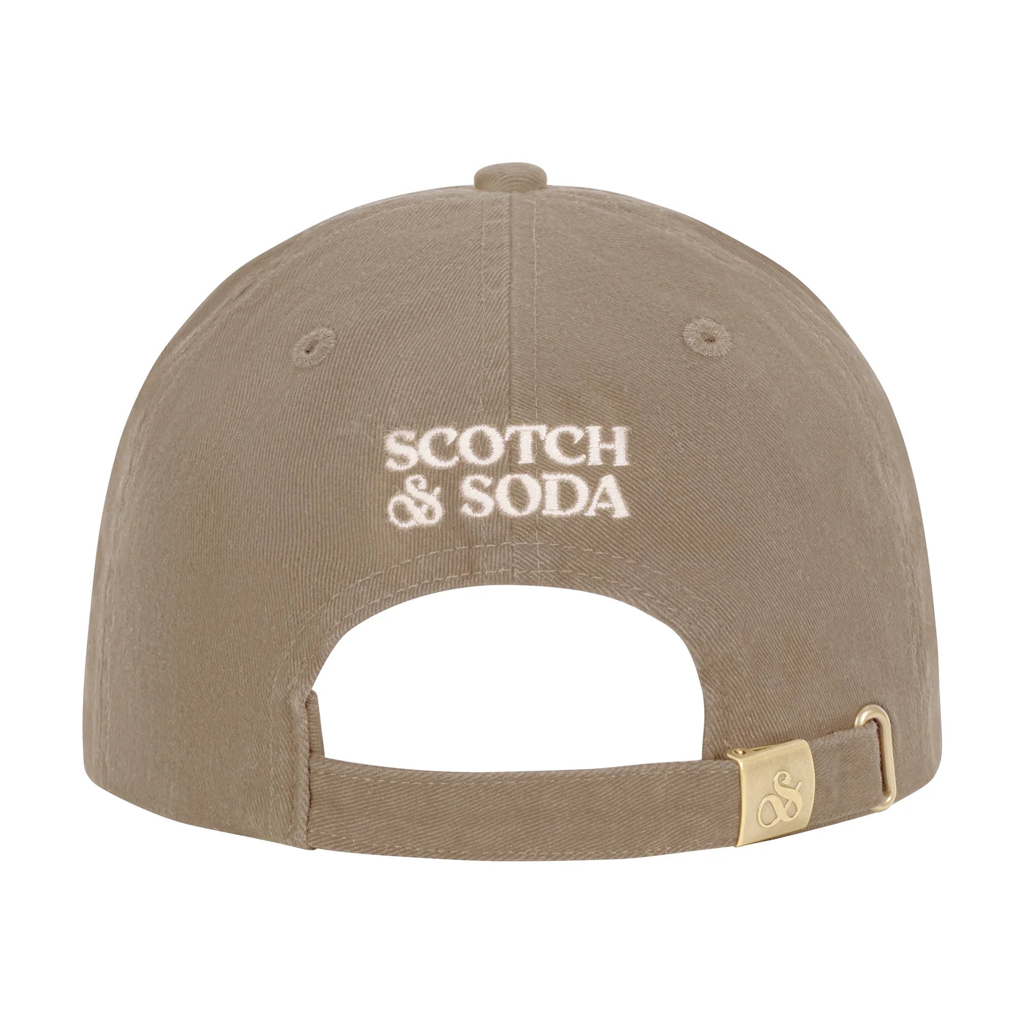 כובע מצחייה בז' Scotch & Soda לגברים, לוגו רקום, אבזם זהב, מוצר אופנה של CHOZEN