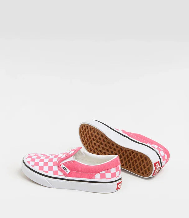 ואנס סליפ און ורוד משבצות דגם קלאסי רקע לבן, נעלי סניקרס CHOZEN