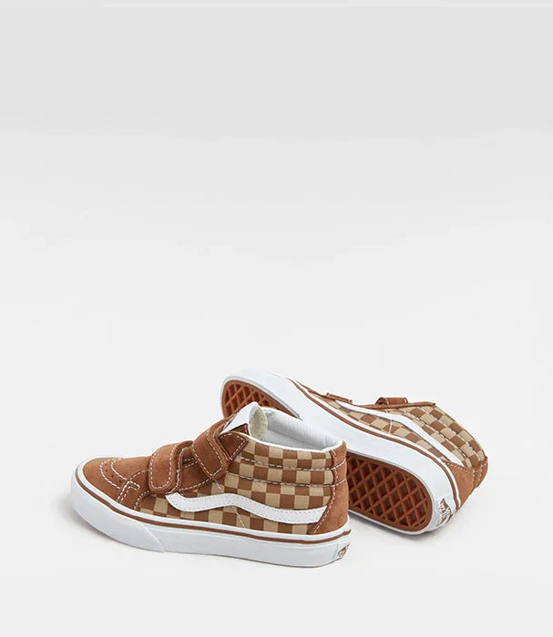 נעלי סניקרס ילדים ואנס משובצות חום בז’, דגם גבוה, מבית קבוצת אלפא CHOZEN