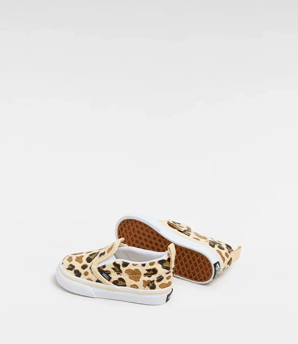 נעלי ואנס ילדים בדוגמת מנומר, סוליית גומי לבנה, על רקע לבן, באתר CHOZEN