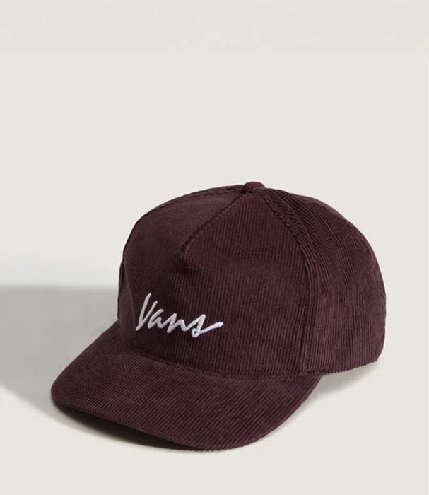 כובע מצחייה קורדרוי חום כהה של Vans עם רקמת לוגו, מבית CHOZEN מותגים מובילים