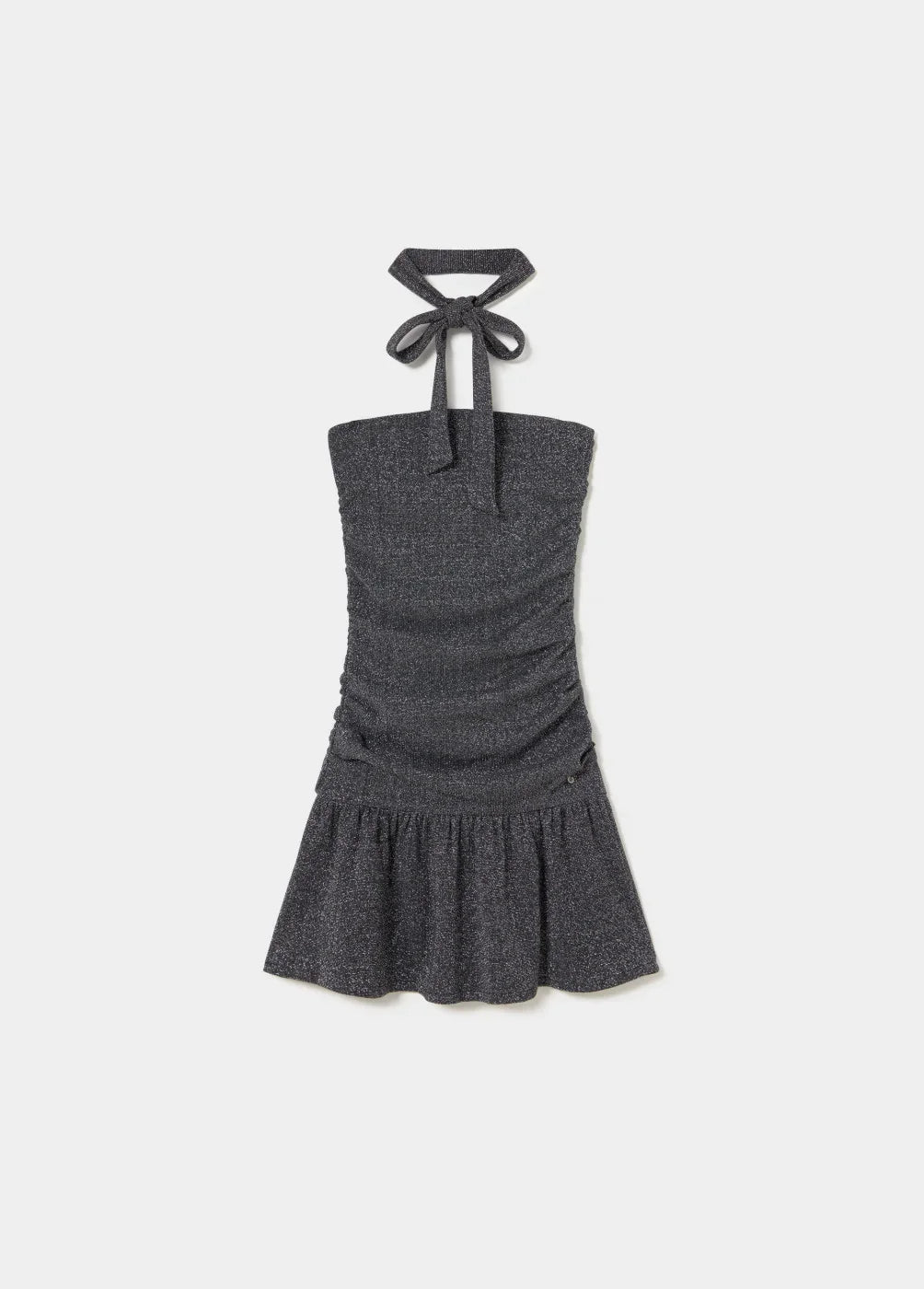 שמלת מיני אפורה מנצנצת עם קשירה בצוואר, קולקציית אופנה עדכנית ב-CHOZEN