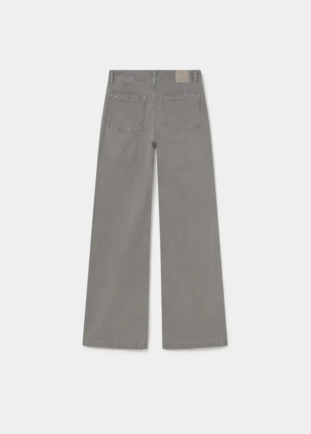 מכנסי ג'ינס אפורים בגזרה רחבה עם כיסים אחוריים ופרטים מתכתיים, CHOZEN מותגים מובילים