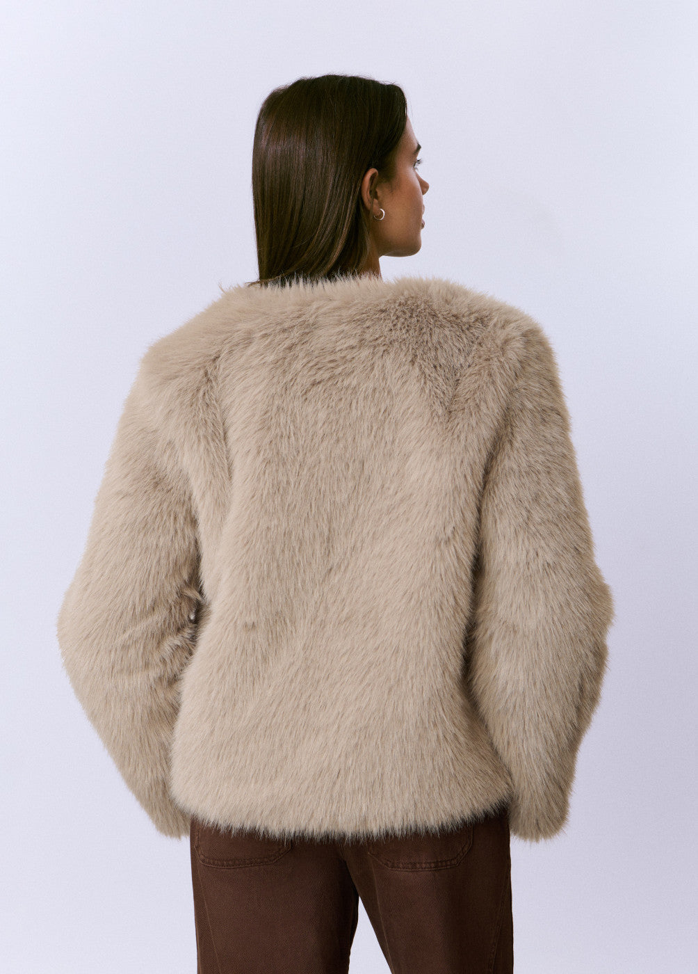 בראוני מעיל פרוותי לנשים - CHOZEN