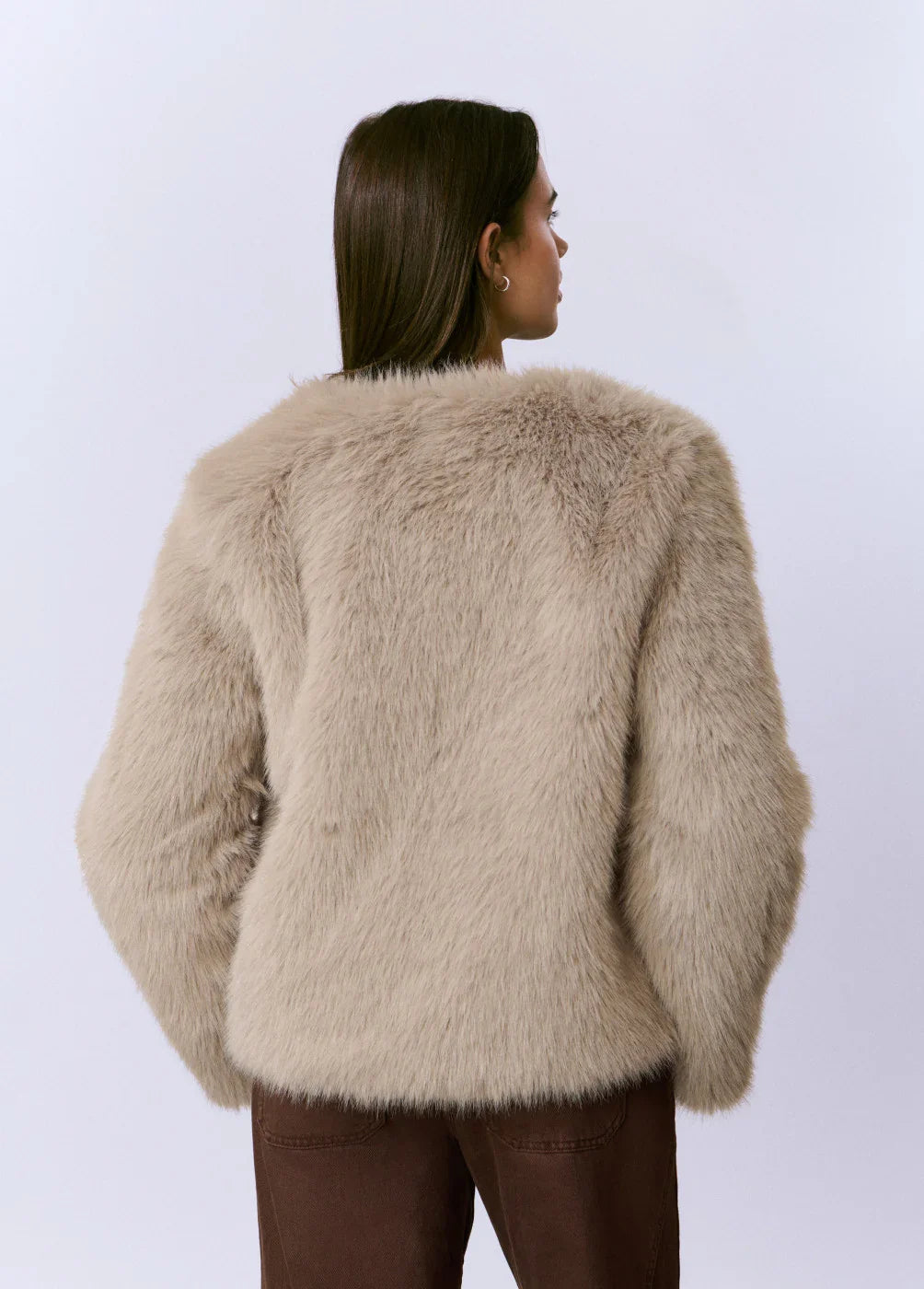 בראוני מעיל פרוותי לנשים - CHOZEN