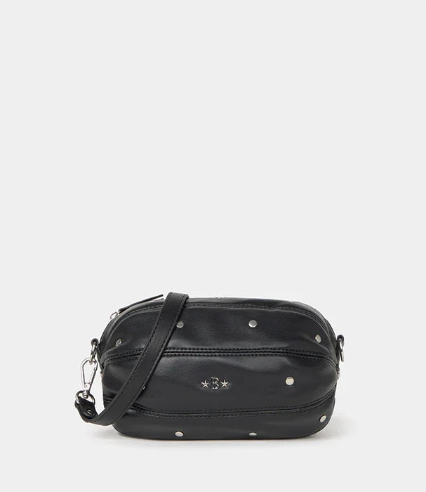 תיק צד שחור CHOZEN עם ניטים כסופים, עיצוב מודרני לאישה מבית קבוצת אלפא