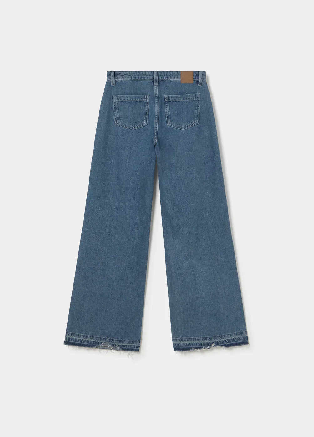 ג'ינס נשים בגזרת רחבה עם שולי פרנזים, כחול, שני כיסים אחוריים, אופנה CHOZEN