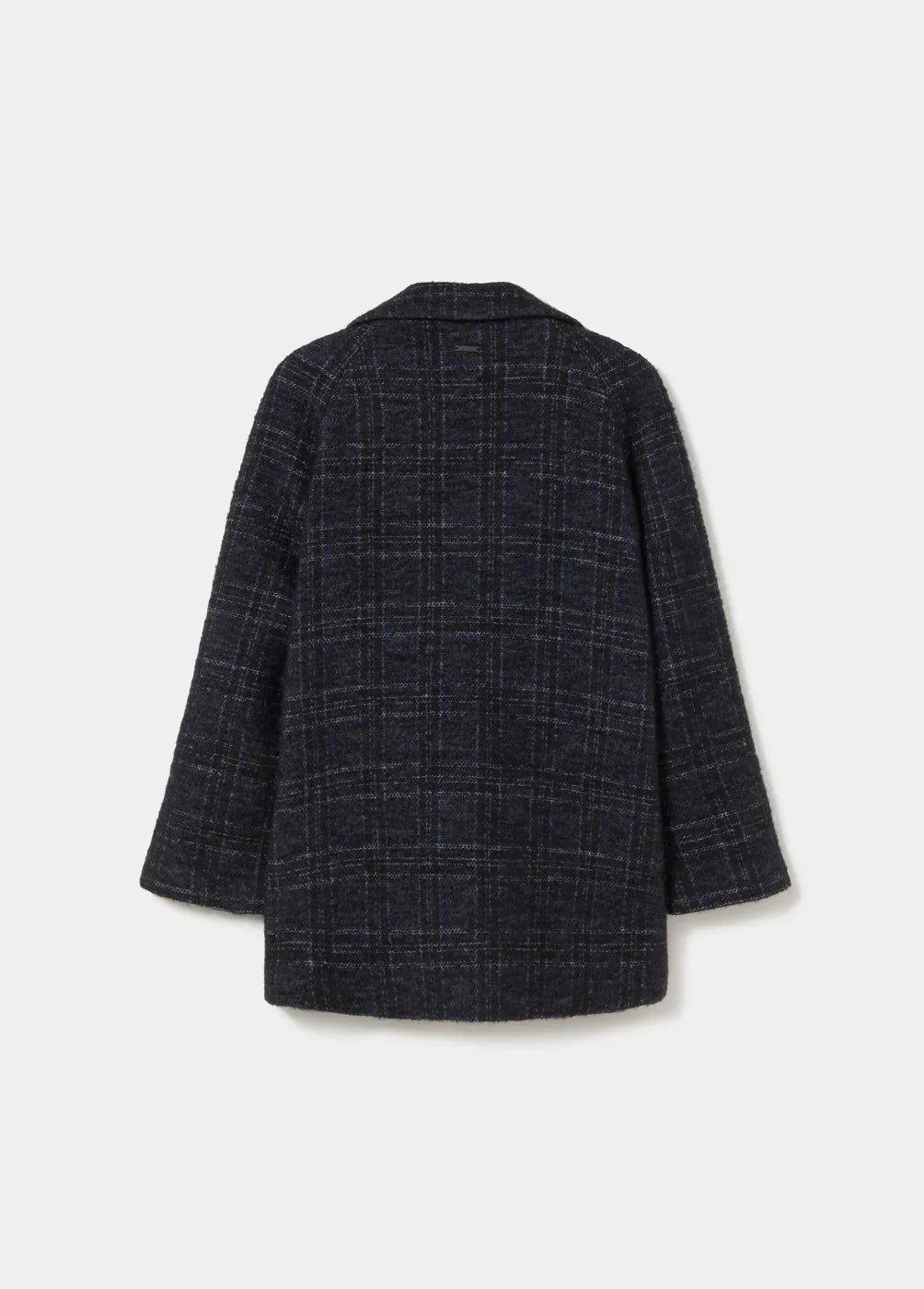 מעיל צמר אלגנטי משבצות כהה, אופנת חורף CHOZEN, מבט מאחור