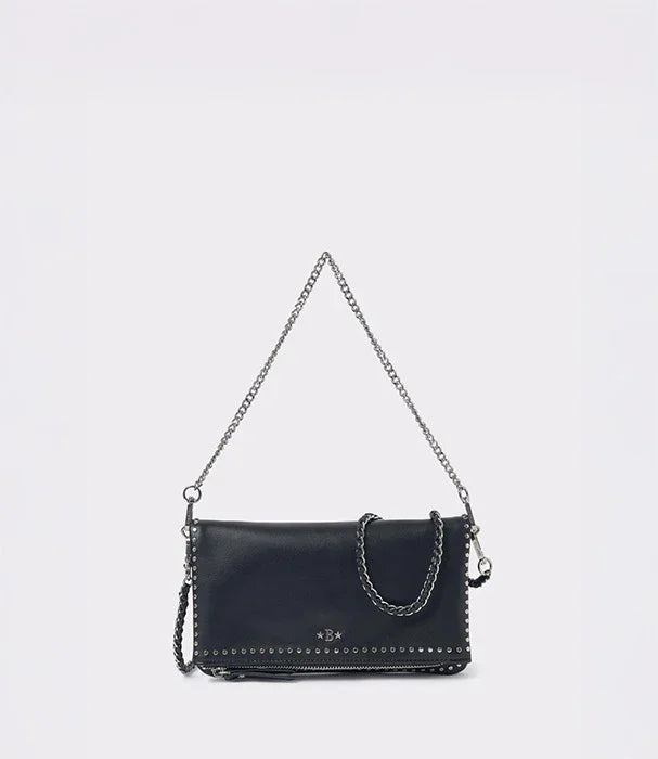 תיק עור שחור לנשים עם שרשרת מתכת, עיצוב אלגנטי, מבית CHOZEN