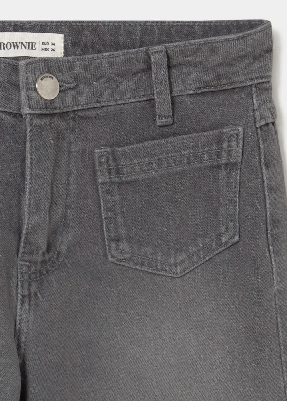 ג'ינס אפור לנשים עם כיס קדמי ומותג BROWNIE, אופנה טרנדית CHOZEN