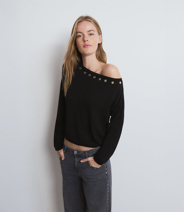 בראוני סוודר אסימטרי לנשים