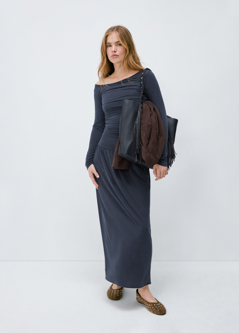 בראוני שמלת מקסי לנשים