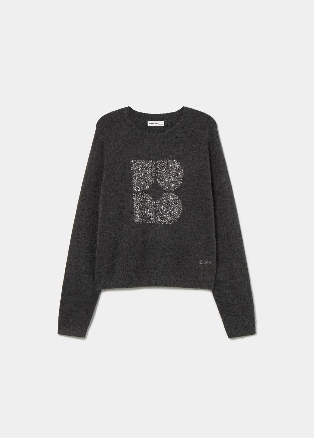 סוודר שחור אפור עם הדפס נוצץ, אופנה לנשים, CHOZEN מבית קבוצת אלפא