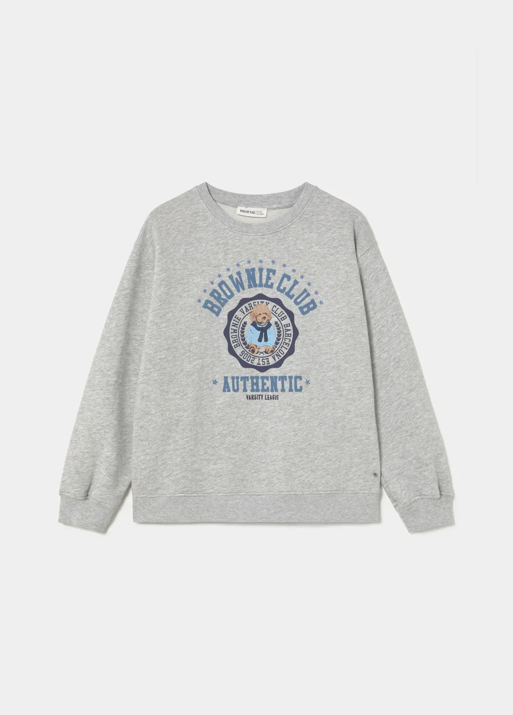 סווטשירט אפור עם הדפס דובי 'BROWNIE CLUB AUTHENTIC', אופנת ילדים מבית CHOZEN