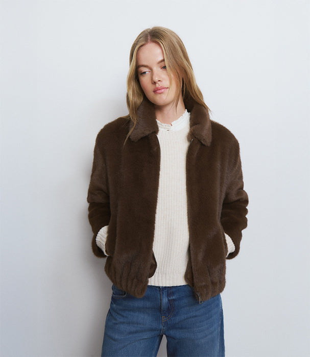 בראוני מעיל פרוותי לנשים