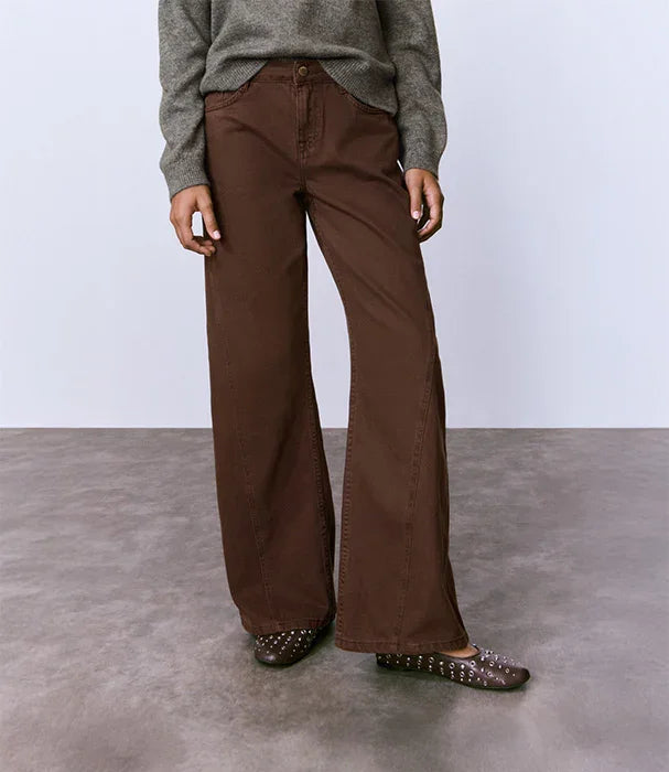 מכנסיים חומים רחבים לנשים, סגנון קז'ואל, אופנה טרנדית CHOZEN