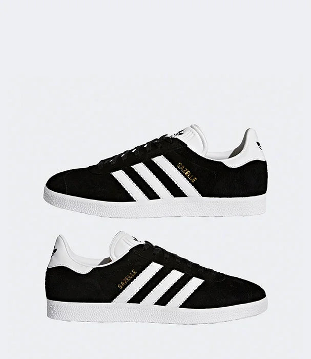 נעלי ספורט אדידס גאזל שחור עם שלושה פסים לבנים, צילום זוג נעליים, CHOZEN מותגים