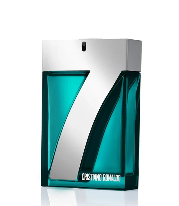 בקבוק בושם כחול כריסטיאנו רונאלדו בעיצוב ייחודי עם ספרה 7, נמכר ב-CHOZEN