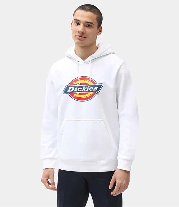 דגם לובש סווטשירט קפוצ'ון לבן עם לוגו Dickies, אופנה מותגי על, CHOZEN