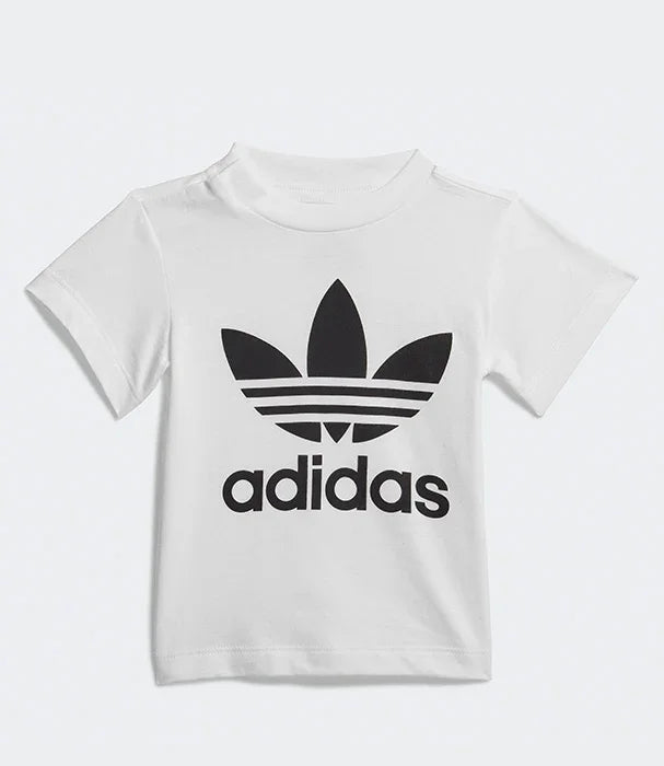 חולצת טי לבנה של adidas עם לוגו טריפויל מודפס, אופנה ממותגי על ב-CHOZEN