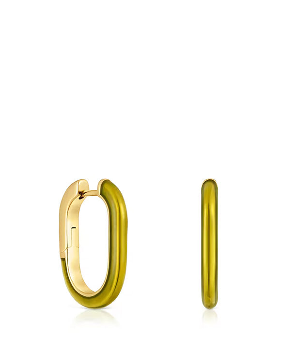 טואוס עגילי חישוק TOUS LINE מכסף ואמייל