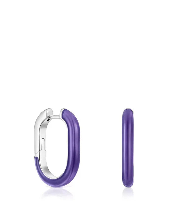 עגיל חישוק סגלגל בעיצוב מודרני עם ציפוי סגול, תכשיטי אופנה CHOZEN מבית קבוצת אלפא